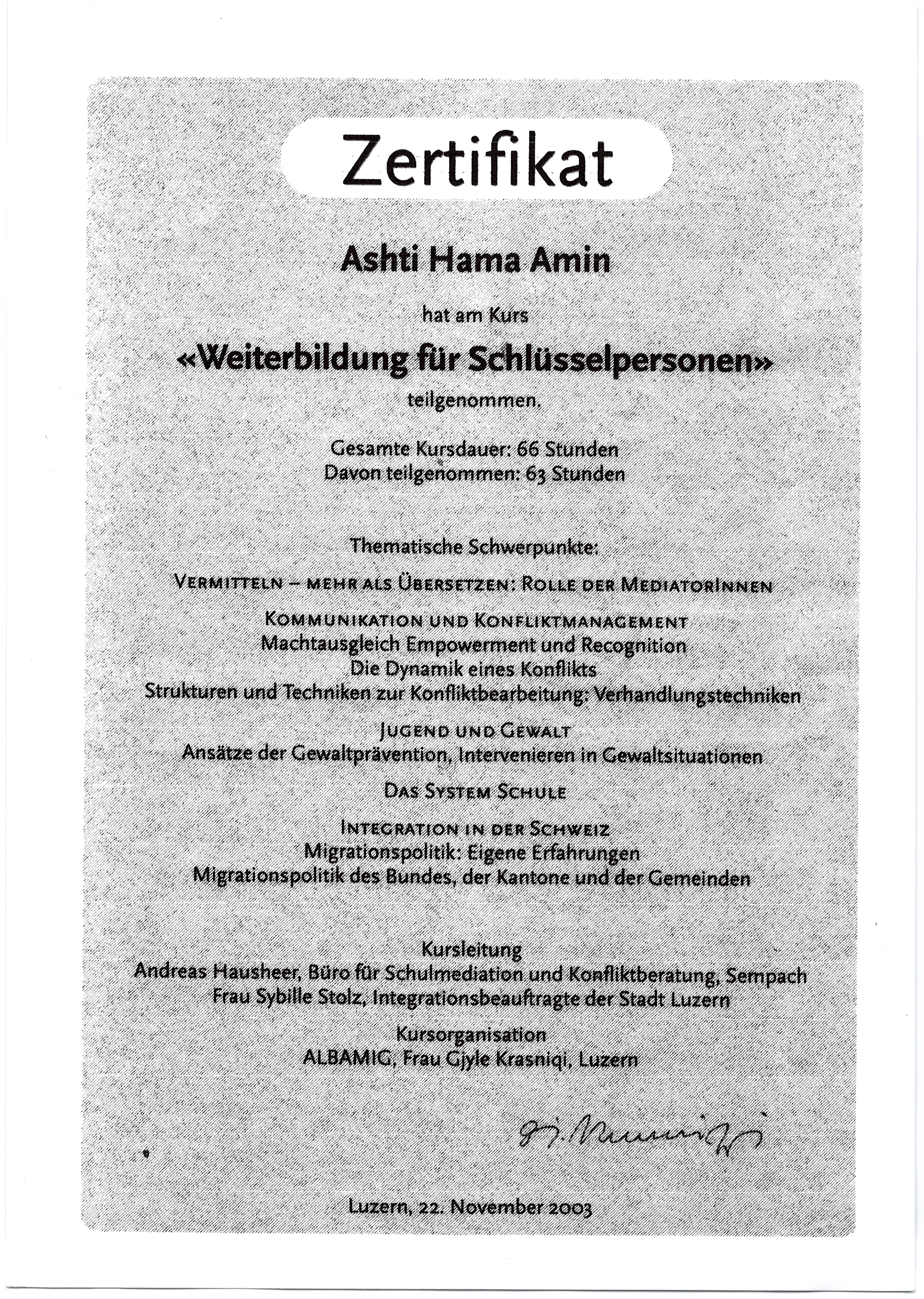 Zertifikat Schlüsselpersonen 1