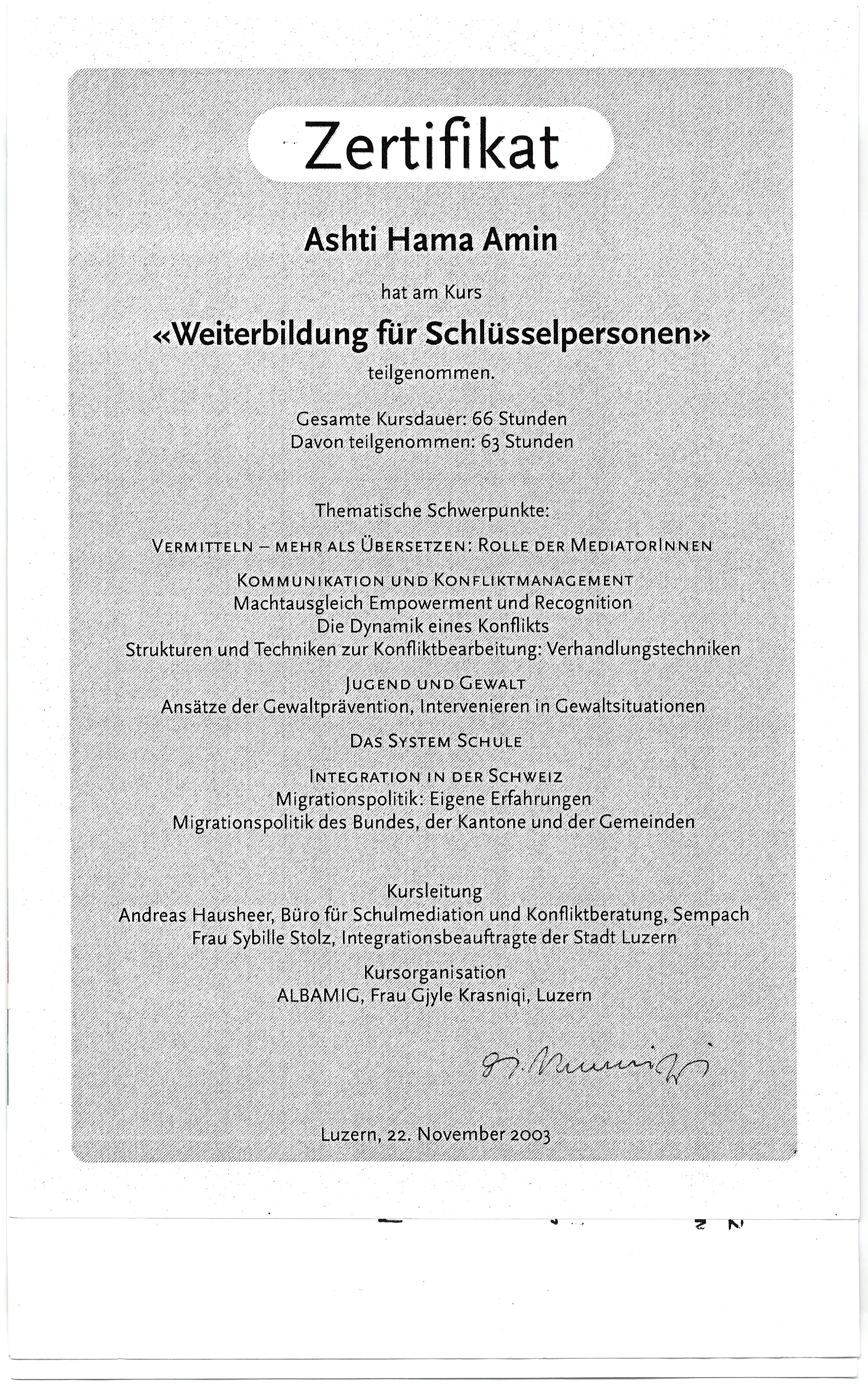 Zertifikat Schlüsselpersonen 2